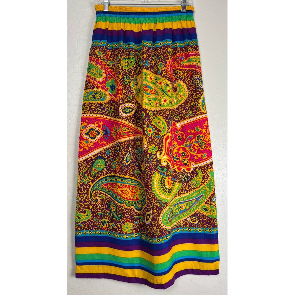 Vintage Gilead Paisley Maxi Skirt Womens Medium Multi-Color Smocked‎ Waist 2086